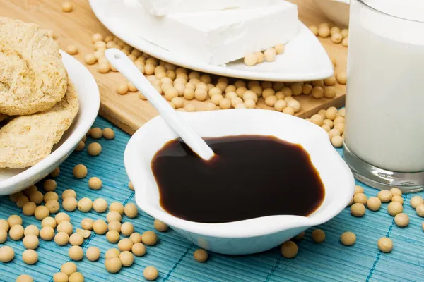 Soya sauce and other soy products — Stock Photo, Image