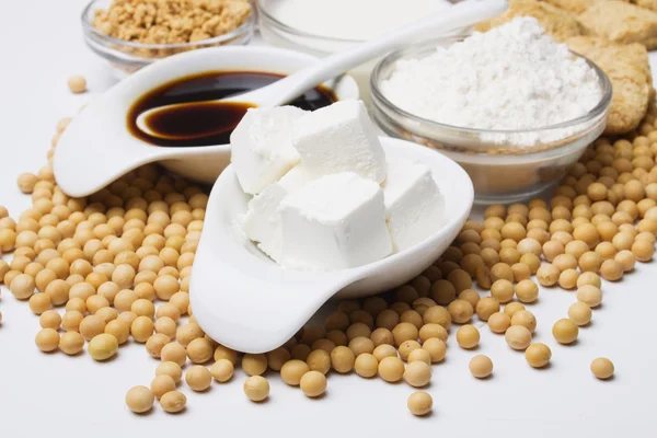 Tofu med andra sojaprodukter — Stockfoto