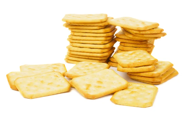 Cracker salato isolato su bianco — Foto Stock