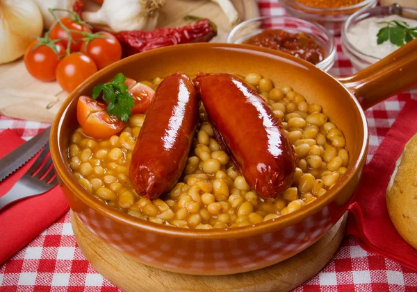 Beans and sausage — Stock Photo, Image