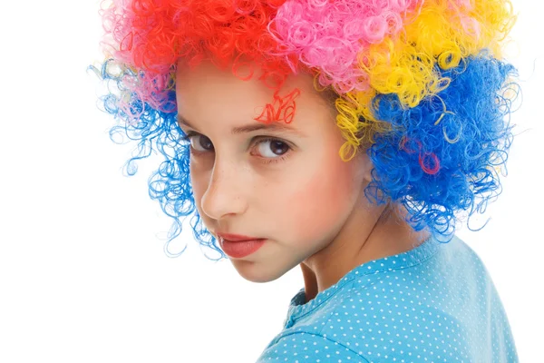 Beautiful young girl with party wig — Stock Photo, Image