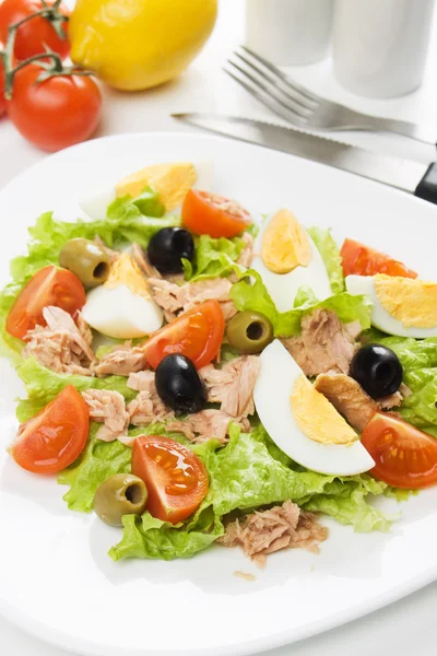 Egg and tuna meat salad — Stock Photo, Image