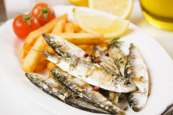 Ryby grilované sardinky — Stock fotografie