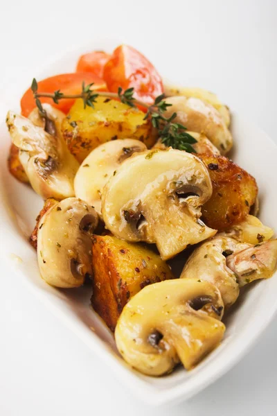 Button mushrooms with potato — Stock Photo, Image