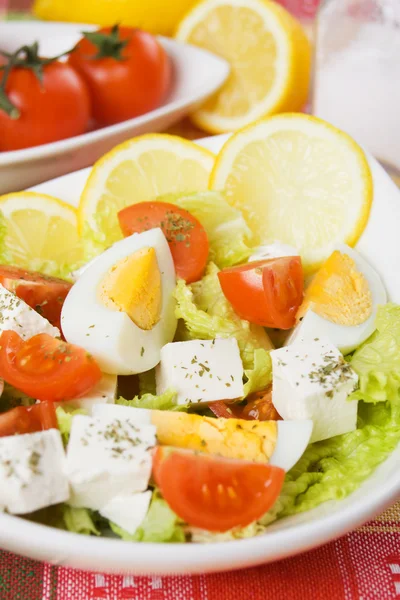 Salat mit Ei und Käse — Stockfoto
