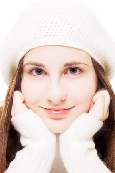 Beautiful brunette in winter outfit — Stock Photo, Image