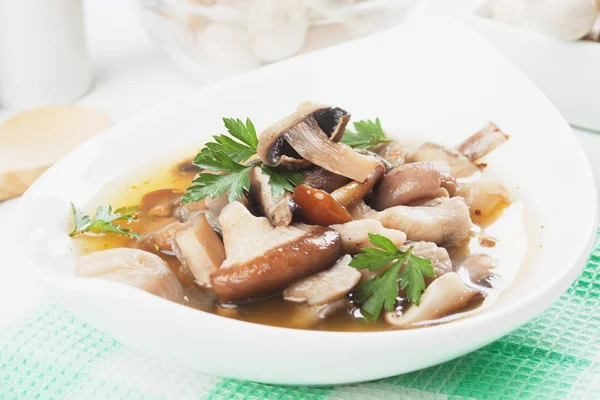 Ясный грибной суп — стоковое фото