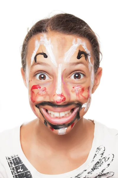 Ung flicka med målat ansikte — Stockfoto