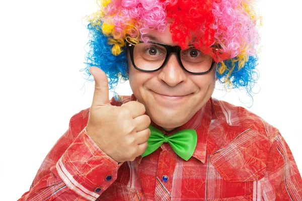 Man with party wig — Stock Photo, Image
