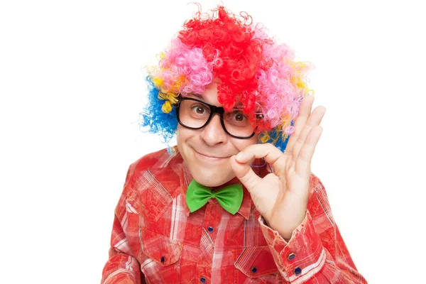 Man with party wig — Stock Photo, Image