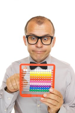 Business man with abacus calculator clipart