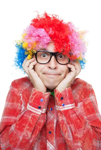 Man with party wig — Stock Photo, Image