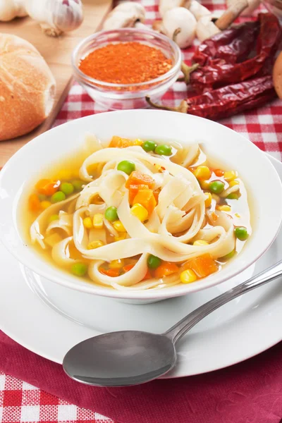 Sopa de macarrão vegetal — Fotografia de Stock