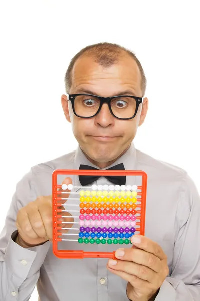 Homme d'affaires avec calculatrice abaque — Photo