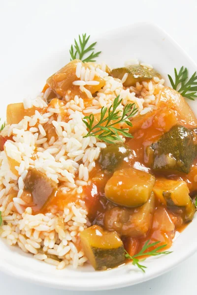 Gekookte groente met rijst — Stockfoto