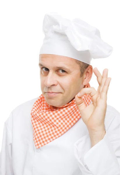 웃는 요리사 흰색 절연 — 스톡 사진