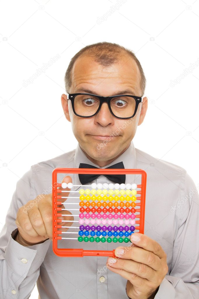 Business man with abacus calculator
