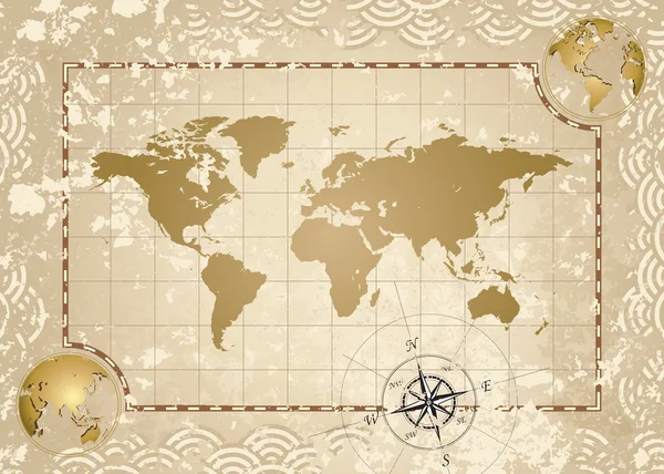 Antique World Map — Stock Vector