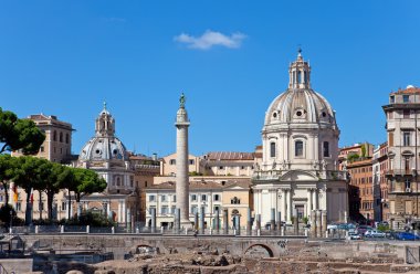 Italy. Rome. Trojan column, churches of Santa Maria di Loreto clipart