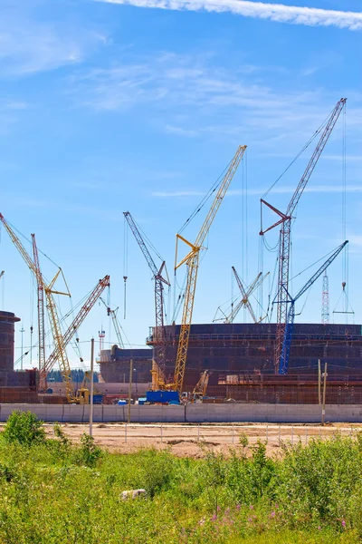 Bau eines neuen Teils des Seehandelshafens von Ust- luga. Russland. — Stockfoto