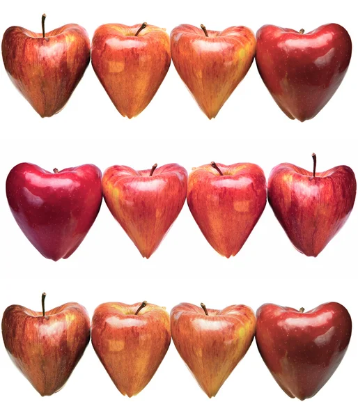 Jablka - srdce na bílém pozadí — Stock fotografie