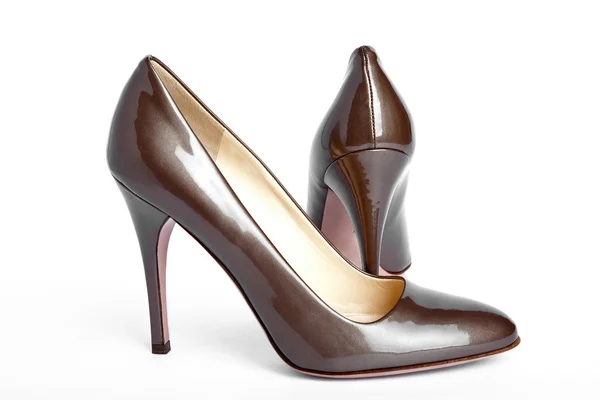 Béžové ženské nové boty na vysoký podpatek jehlové — Stock fotografie