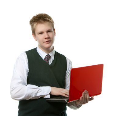 The teenager with the laptop. clipart