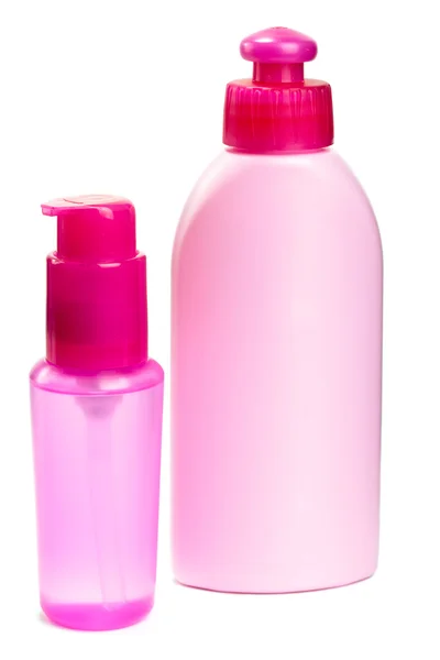 Rosafarbene Flaschen für Kosmetik — Stockfoto