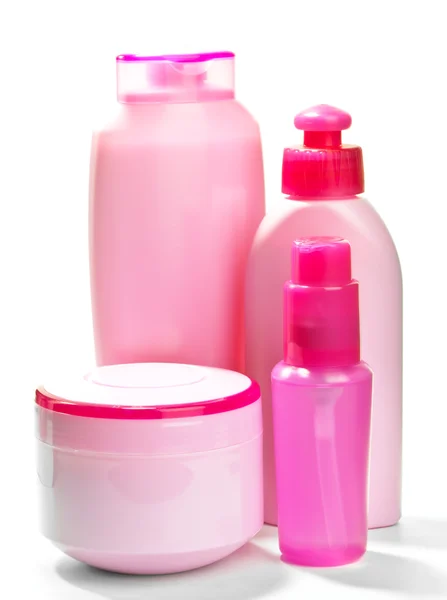 Розовые бутылки для косметики — стоковое фото
