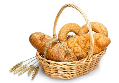 Basket with bread clipart