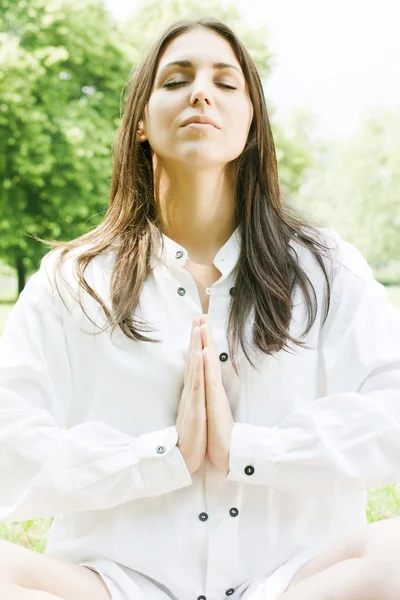 Jóga žena meditační pozice — Stock fotografie