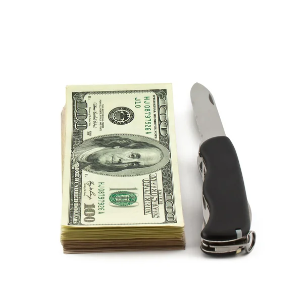 美元和刀 — 图库照片