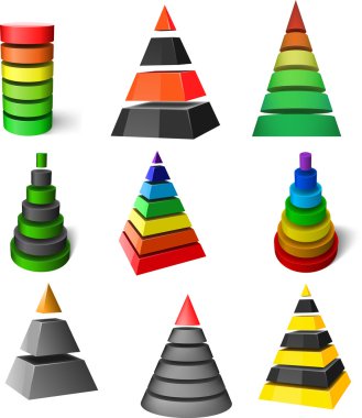 Set of vector pyramids clipart