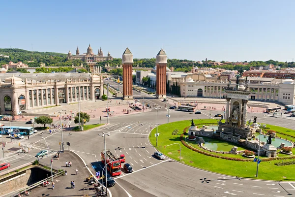 Placa espanya 西班牙在巴塞罗那和国家宫 — 图库照片