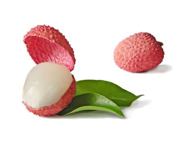 Peeled lychee isolated on white background clipart