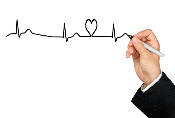 Drawing ECG graph with heart — Stock Photo, Image