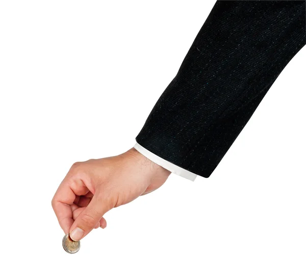 Hand handling euro coin — Stock Photo, Image