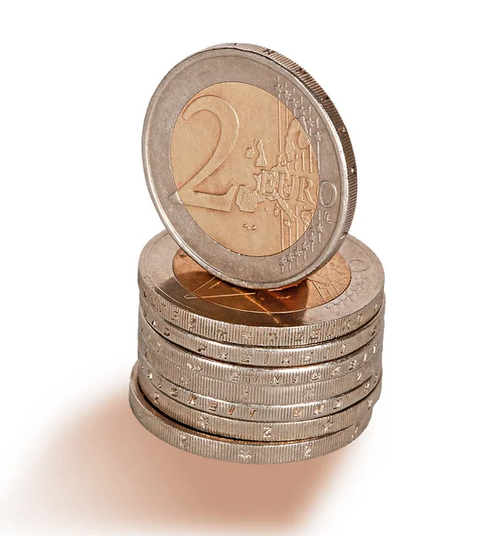 Toren van euro-muntstukken — Stockfoto