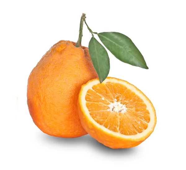 A narancs és a szakaszok elszigetelt fehér background — Stock Fotó