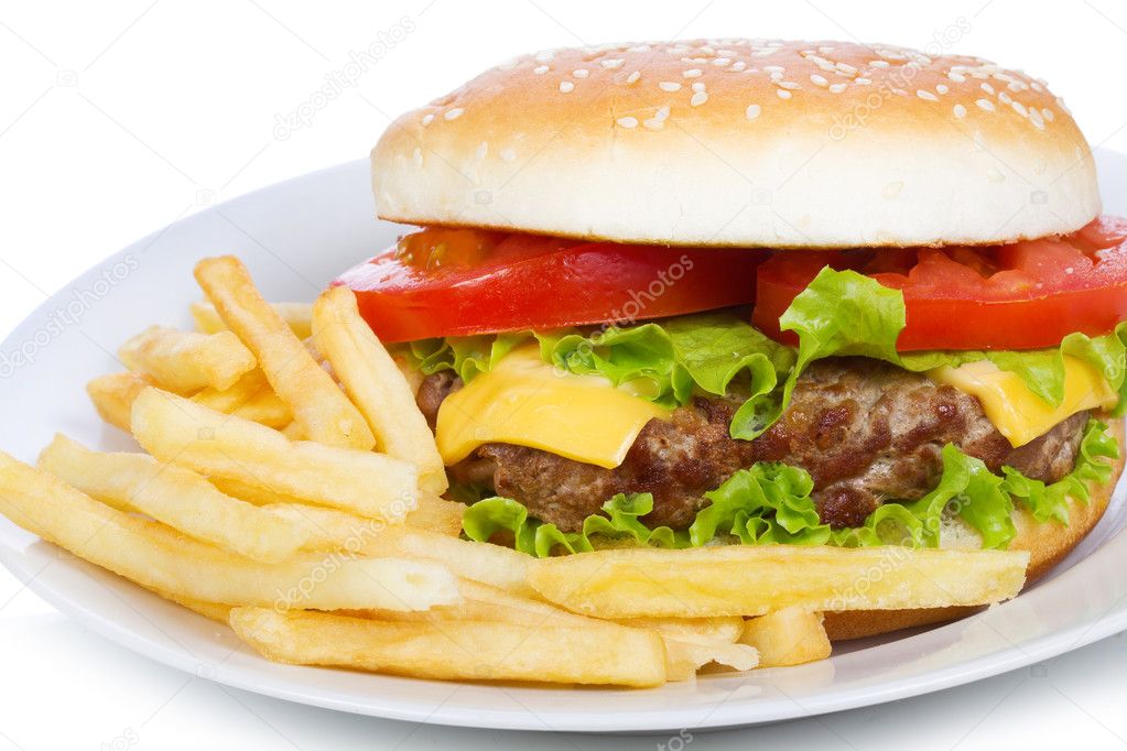 Hamburger with fries — Stock Photo © Nitrub 6522490