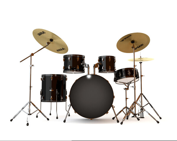 Black drums with a white background