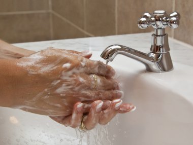 Hands washing in basin clipart