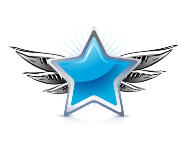 Winged blue star clipart