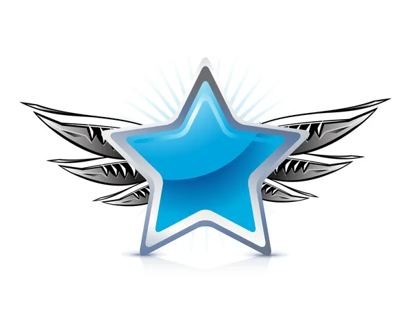 Estrela azul alada —  Vetores de Stock