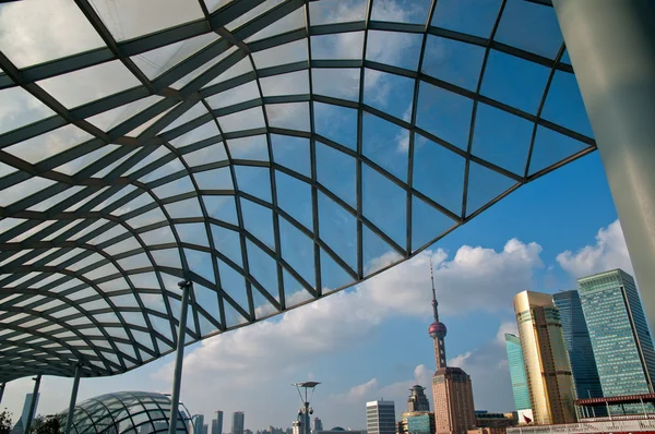 Shanghai pudong vista desde puxi — Foto de Stock