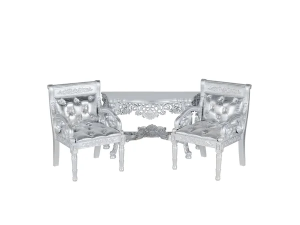 Stříbrné kožené čalounění židle — Stock fotografie