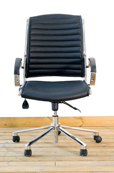 Modern black leather office chair — Stock Photo, Image