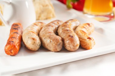 Selection of all main type of german wurstel saussages clipart