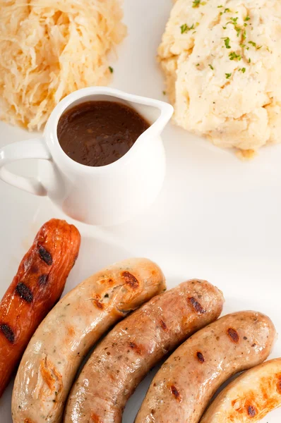 stock image Selection of all main type of german wurstel saussages