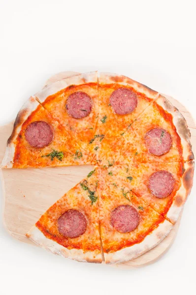 stock image Italian original thin crust pepperoni pizza